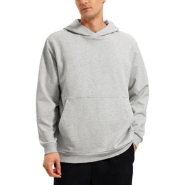 CRZ YOGA Mens Fleece Hoodies Basic Casual Hooded Sweatshirts Long Sleeve Pullover Workout Tops with Pocket Dove Grey Heather Medium