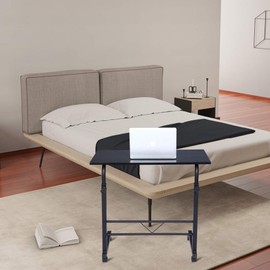 Binrrio Sofa Side Table with Wheels & Baffle, Removable Laptop Desk, Height Adjustable Rolling Coffee Snack Table, TV Tray for Living Room, Bedroom, The Study, 32" LX 16" W Black