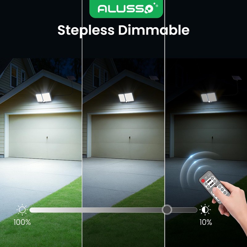 ALUSSO® Solar Lights Outdoor Waterproof Motion Sensor, Dimmable 3000K-6500K Changeable