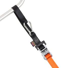 PowerTye 1.5 inch x 10ft Extra Long Ratchet Tie Down Straps, Heavy Duty with Carabiner Hooks, Soft-Tye & Bag, for Motorcycle, ATV & Cargo - 1,000 lb WLL - Made in USA - Orange/Black Pair