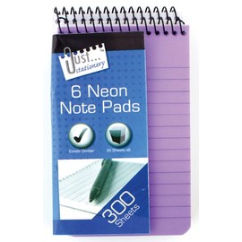 Just stationery 76x126mm Neon PP Cover Notebook (Pack of 6), 6107