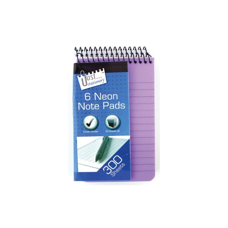 Just stationery 76x126mm Neon PP Cover Notebook (Pack of 6),