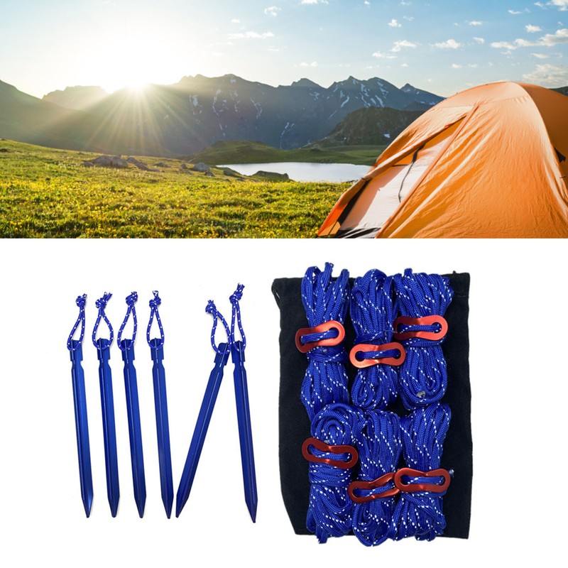Tent Ropes Peg Buckles Reflective Ropes Set with Storage Bag