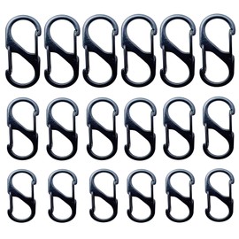 lacitycover S Shape Dual Clips Mini Carabiner,30 pc Dual Spring 2 Opening Carabiner Keyring Clip Durable Anti-Rust Zinc Alloy(3 Sizes),black
