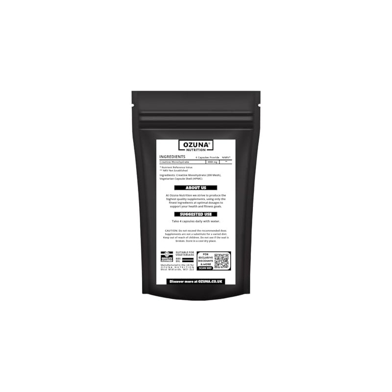 Creatine Monohydrate 3000mg | 60 Vegan Capsules | Micronised for