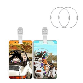 TJIUSI Anime Luggage Tags for Suitcases Funny Travel Luggage Baggage 2PCS Silicone Silly Travel Accessories Labels Belt Strap and 2PCS Stainless Steel String Loop for Bag Backpack Suitcase Plane