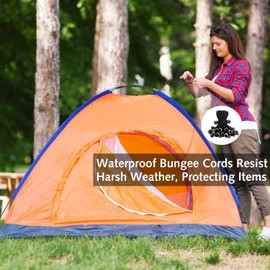 Pack of 20 Bungee Cords with Balls, 15 cm Bungee Ties with Bungee Balls, Heavy Duty Tarpaulin Ball Bungee for Tarpaulin, Camping Tarp and Household Items (Black)