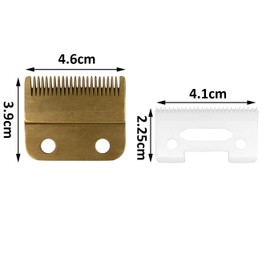 AIRERA 2-Hole Stagger Tooth Replacement Blades Set # 2161, 1 Fixed Carbon Steel Blade, 1 Movable Ceramic Blade, Compatible with Cordless Magic Clip Wahl 5 Stars (Gold)