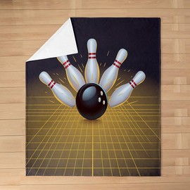 3D Bowling Boys Flannel Blanket,Geometric Lattice Spatial Bed Blanket for Kids Teens Adults Home Room Decor,Ball Sport Games Throw Blanket,Vibrant Vivid Fuzzy Blanket,Twin Size (60 x 80 Inches)