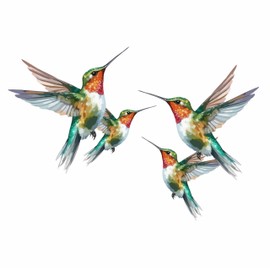 x5 Green Humming Bird Stickers for Wall Decor, Covering Marks, Mugs & Cups, Car Bumpers, Shower & Tile, Toilets, Laptop & More, Hardwearing Waterproof 0% Transparency (Green Humming, A5)