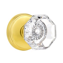 CLCTK Passage Glass Door Knobs Interior, Octagon Crystal Door Knobs for Hall and Closet, Gold/Polished Brass