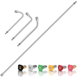 Wmnvshier 60" Pressure Washer Extension Wand,Stainless Steel Power Washer Wand Extension-Pressure Washer Accessories with 30°/90°/120°Curved Rods,6 Nozzle Tips- 1/4" Quick Connect,4000 PSI
