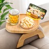 SINWANT Couch Arm Table, Bamboo Round Sofa Clip on Tray