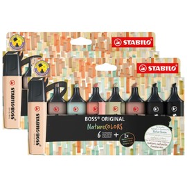 STABILO Boss Original NatureColors Pack of 2 Cardboard Cases x 8 Highlighters, 2 count (Pack of 1)