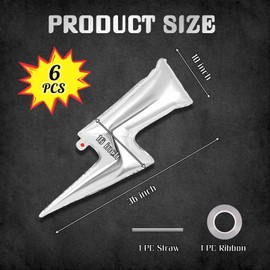 6 Pcs Large Lightning Balloons,36 Inch Lightning Bolt Foil Balloons,Flash Balloons for Party,Lightning Shape Foil Balloons for Birthday Party Wedding Baby Shower Boys Electric Supplies (Silver)