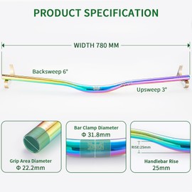 SOFRON Mountain Bike Handlebars, 780mm Aluminum Alloy MTB Riser Handlebars, Suitable for Cycling Racing XC DH Bicycles, Black