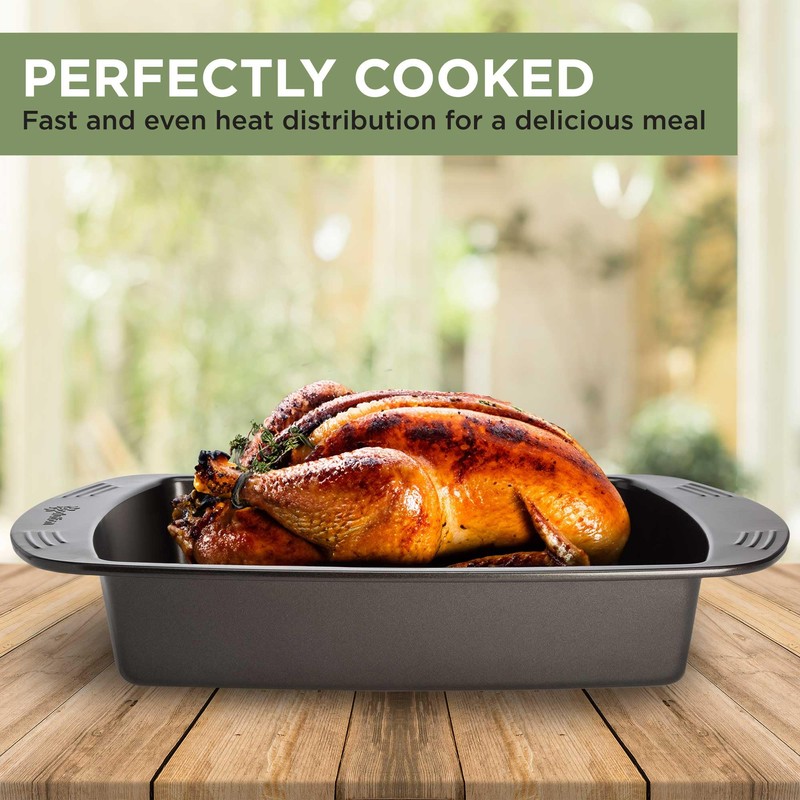 Ecolution Nonstick Roasting Pan, Carbon Steel with Premium Nonstick, Oven
