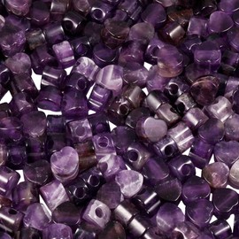 mookaitedecor 12pcs 14mm Heart Shaped Amethyst Large Hole Crystal Beads for Jewellery Making, Loose Love Heart Shape Healing Crystal Stone Beads for Crafting European Bracelet Macrame DIY Projects