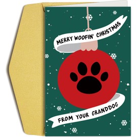 Oamiolek Funny Christmas Card for Dog Grandma Grandpa, Humorous Christmas Card from Granddog, Dog Grandma Grandpa Christmas Card, Merry Woofin Christmas Card from Your Granddog
