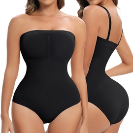 Vivashape - Faja moldeadora sin tirantes para mujer, sin costuras, triangular, control de abdomen, adelgazante, moldeador de glúteos, Negro -, M