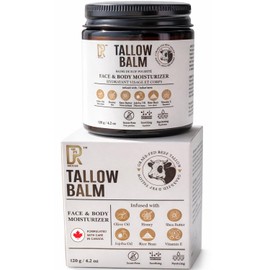 DRMOOSE – Beef Tallow and Honey Balm for Face & Body, Grass-Fed Moisturizer for Dry & Sensitive Skin, Hydrating Body Butter, Unscented, 120 g / 4.2 oz