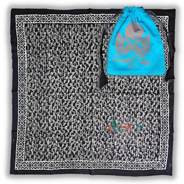 Sweet Us Lightweight Soft Cotton Floral Scarf for Women and One Pouch, Bandana, Shawl, Wrap for Summer, Spring, Fall, Winter, Chiara Petals, Midnight, 40 x 40 in