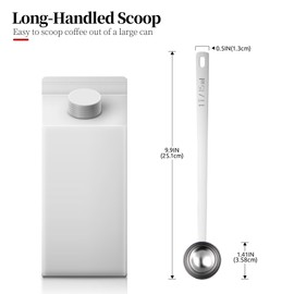 Luxiwise Long Handle Coffee Scoop, 18/8 Stainless Steel Food Grade Measuring Spoon Durable for Coffee Beans Powders Sugar, 8.3in Long Metal Scoop Tablespoon for Easy Container Reach (1tbsp/ 15ml)
