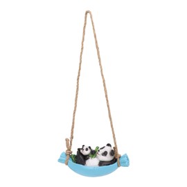 Swing Panda Statue Mother and Baby Panda Lying On The Swing Resin Simulation Animal Garden Sculpture