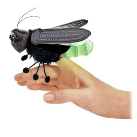 Folkmanis Mini Firefly Finger Puppet, Green, Black, 1 EA