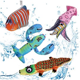 BoomBone Squeaky Dog Water Pool Toys 4 Pack, Interactive Summer Essentials Floating Dog Toys for Small Meidum Dogs Water Beach Fetch
