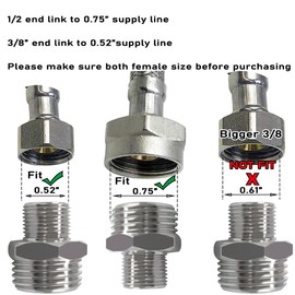 Beduan Brass Water Line Adapter 1/2" Female to 3/8" Male Reducer Hose Pipe Compression Fitting Kitchen Bathroom Faucet Supply Hose, Stop Valve Adapter, Pipe Connector With Rubber Washer(Pack of 4)