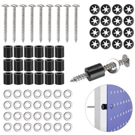 HanTof 43 Set (172Pcs) Pegboard Mounting spacers and Screws Kit, Peg Boards Installation Hardware Accessories. Include Sturdy Screws, Spacers,Washers and Lock Clips for 1/8 Inch and 1/4 Inch Pegboard