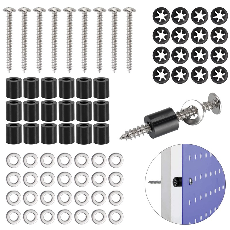 HanTof 43 Set (172Pcs) Pegboard Mounting spacers and Screws Kit,
