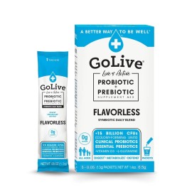 GoLive Prebiotic & Probiotic for Women, Men Kids. Flavor-Free, Sugar-Free,15-