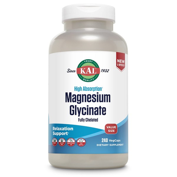 KAL Magnesium Glycinate, New & Improved Fully Chelated High Absorption