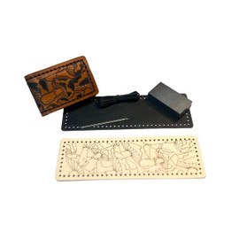 Veg tan Leather Carving Money Clip kit (Mushroom)