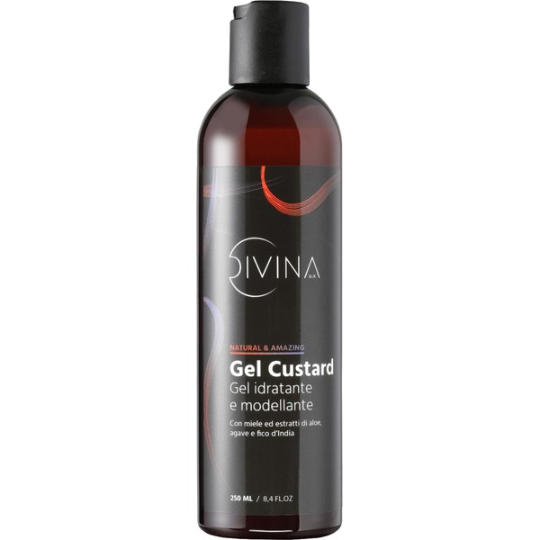 Custard Styling Gel for Curly, Super Curly Afro Natural & Amazing Hair by DIVINA BLK. Anti-frizz and Modelling Moisturising Action with Natural Extracts (250 ml)