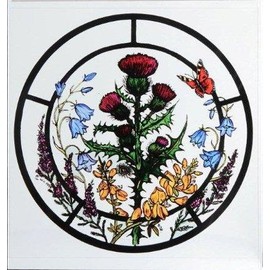Static Window Cling in a Scottish Flowers Design