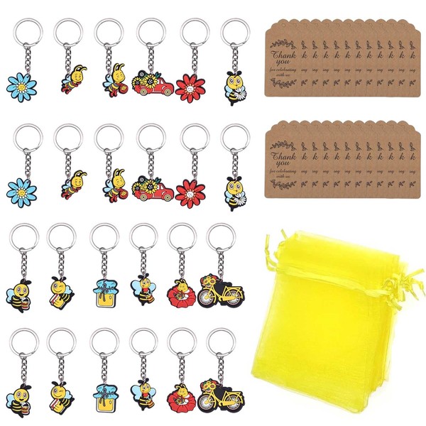 24Sets Thank You Gifts - Superior Bee Themed Keychain Set