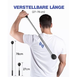 Ausziehbarer Rückenkratzer mit 5 Ersatzköpfen – Geschenk für Männer, Frauen, Kinder – Rückenmassagegerät mit Geschenkbox