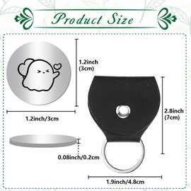 CREATCABIN Ghost Pocket Hug Token Long Distance Relationship Keepsake Engraved Stainless Steel Double Sided Pocket Token Coin with PU Leather Keychains for Friends Family Inspirational Gift 1.2Inch