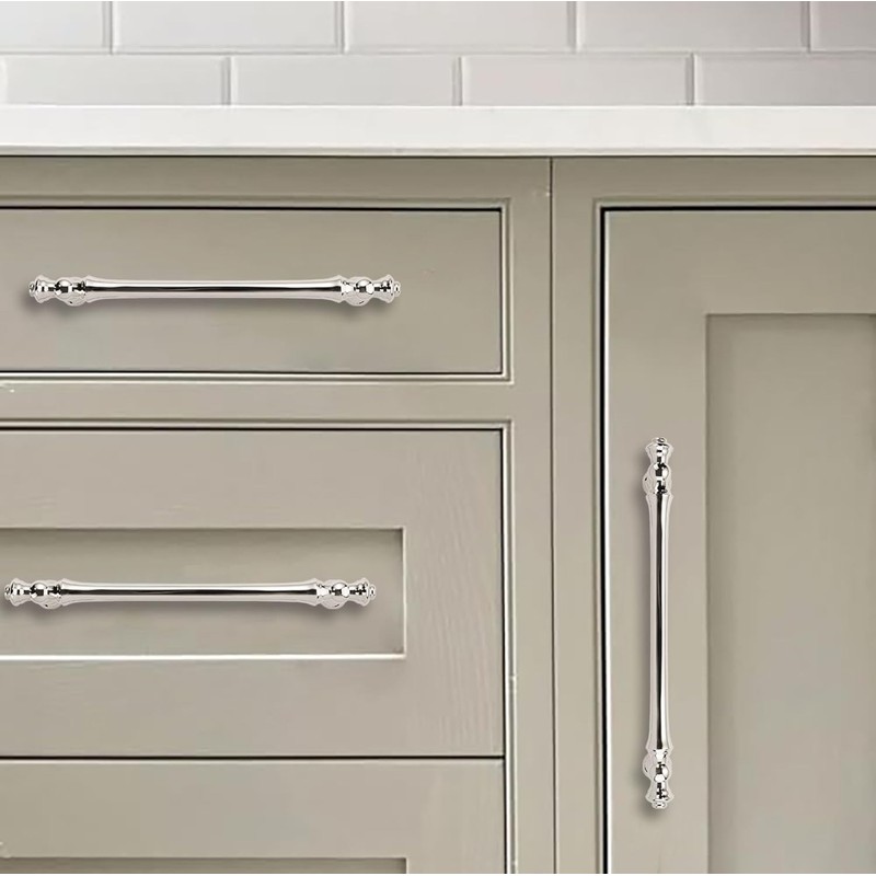 khtumeware 10 Pack 5 Inch(128mm) Polished Nickel Cabinet Pulls Drawer