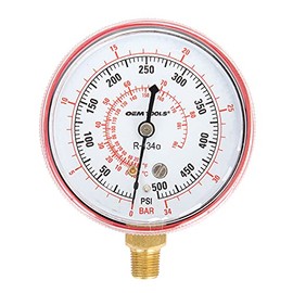 OEMTOOLS 24530 Replacement Gauge High Side for A/C Manifold, Air Pressure Gauge for Cars Using R134a Refrigerant, Compatible 24527