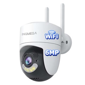 INQMEGA 6MP TUYA Smart Camera,2.4G WiFi Security Home Surveillance Camera,2-Way Audio, Color Night Vision, Waterproof, Motion Detection, Spotlight & Siren,6.5ft Power Cord