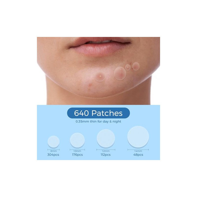 Hydrocolloid Acne Pimple Patches - 640 Count with Tea Tree