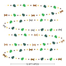 pinkblume Wild One Birthday Party Decorations Brown Gold Circle Dot Palm Leaf Jungle Theme Garland First Birthday Palm Leaf Dots Streamer for Boys Safari Animal 1st Happy Birthday Decorations Supplies