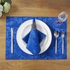 HommxJF 4 Pieces Scroll Damask Jacquard Royal Blue Placemats,13 x
