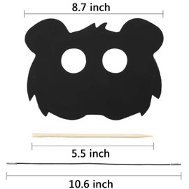 Honoson 36 Pieces Scratch Paper Animal Masks Rainbow Masks with Elastic Cords and 12 Pieces Wood Stylus for Costume Dress up Parties Decorations and DIY