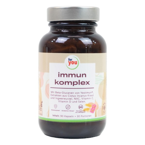 for you immun complex | 90 capsules (= 30 servings) selected combination of plant extracts and vitamins for targeted support of the immune system | high dose beta-glucan | MHD 05/24