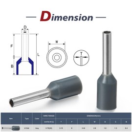 Chanzon 100pcs Wire Ferrule Terminals 20AWG(0.75mm²) Wire E7508 Terminal Ends Pure Copper Color Grey PP Insulated
